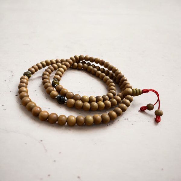 MALA IN LEGNO DI SANDALO E OCCHIO DI TIGRE - 108 grani