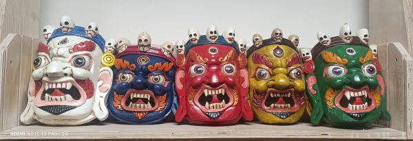 Maschera Mahakala in Legno – Scultura Artigianale dal Nepal