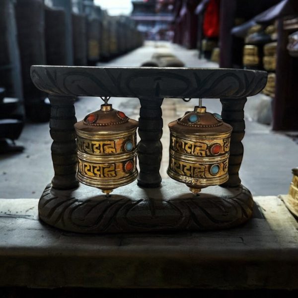 Ruota di Preghiera Tibetana (doppia) da tavolo / parete