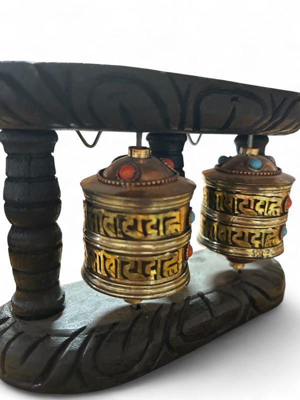 Ruota di Preghiera Tibetana (doppia) da tavolo / parete - immagine 2