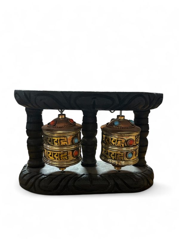 Ruota di Preghiera Tibetana (doppia) da tavolo / parete - immagine 4